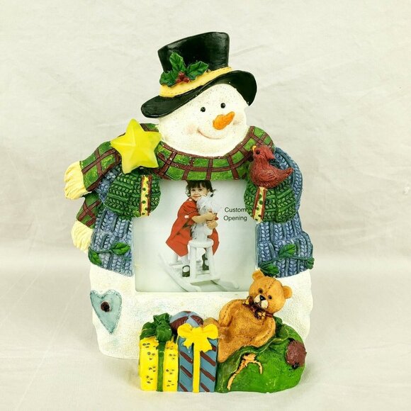 Light up Snowman Picture Frame Holds 3.5" x 3.5" Picture 8.5" Tall Christmas - Picture 1 of 9